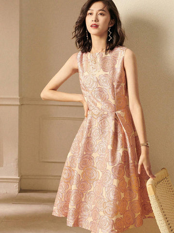 Heavy Industry Elegant Sleeveless Jacquard Cocktail Dress