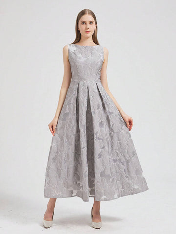 Heavy Jacquard Organza Sleeveless Elegant Women Cocktail Dress