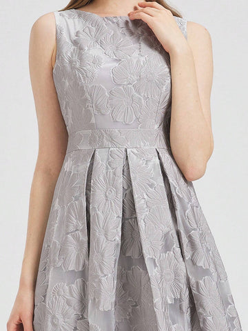 Heavy Jacquard Organza Sleeveless Elegant Women Cocktail Dress