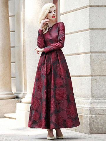 Heavy Jacquard Vintage Party Dress (Belt Not Included)