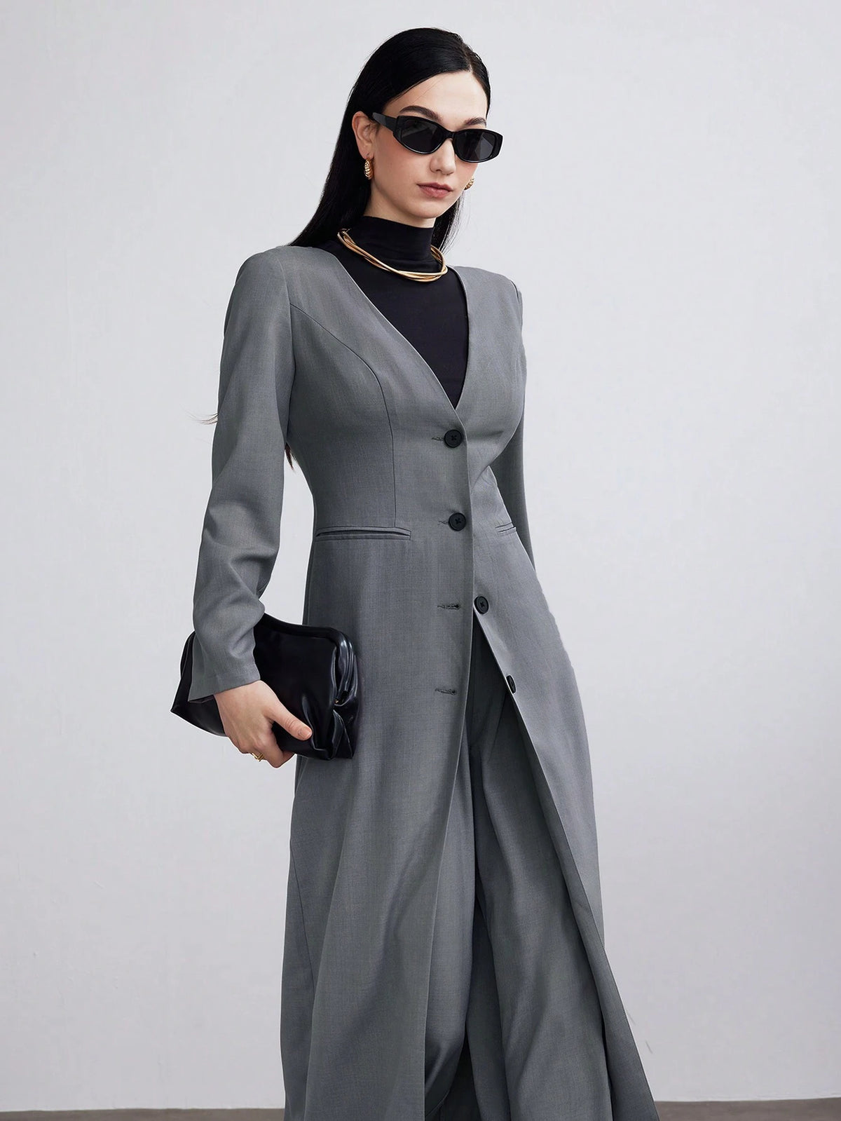 Heiryn Women's Autumn Single-Breasted Long Sleeve Casual Chic Jacket And Pants 2-Piece Set