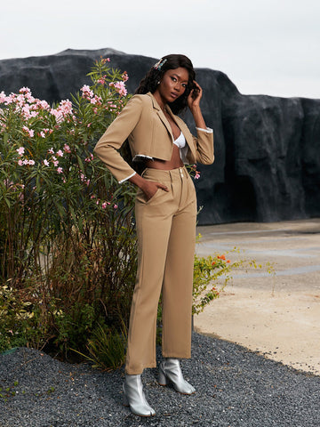 Helena Blazer Set In Khaki