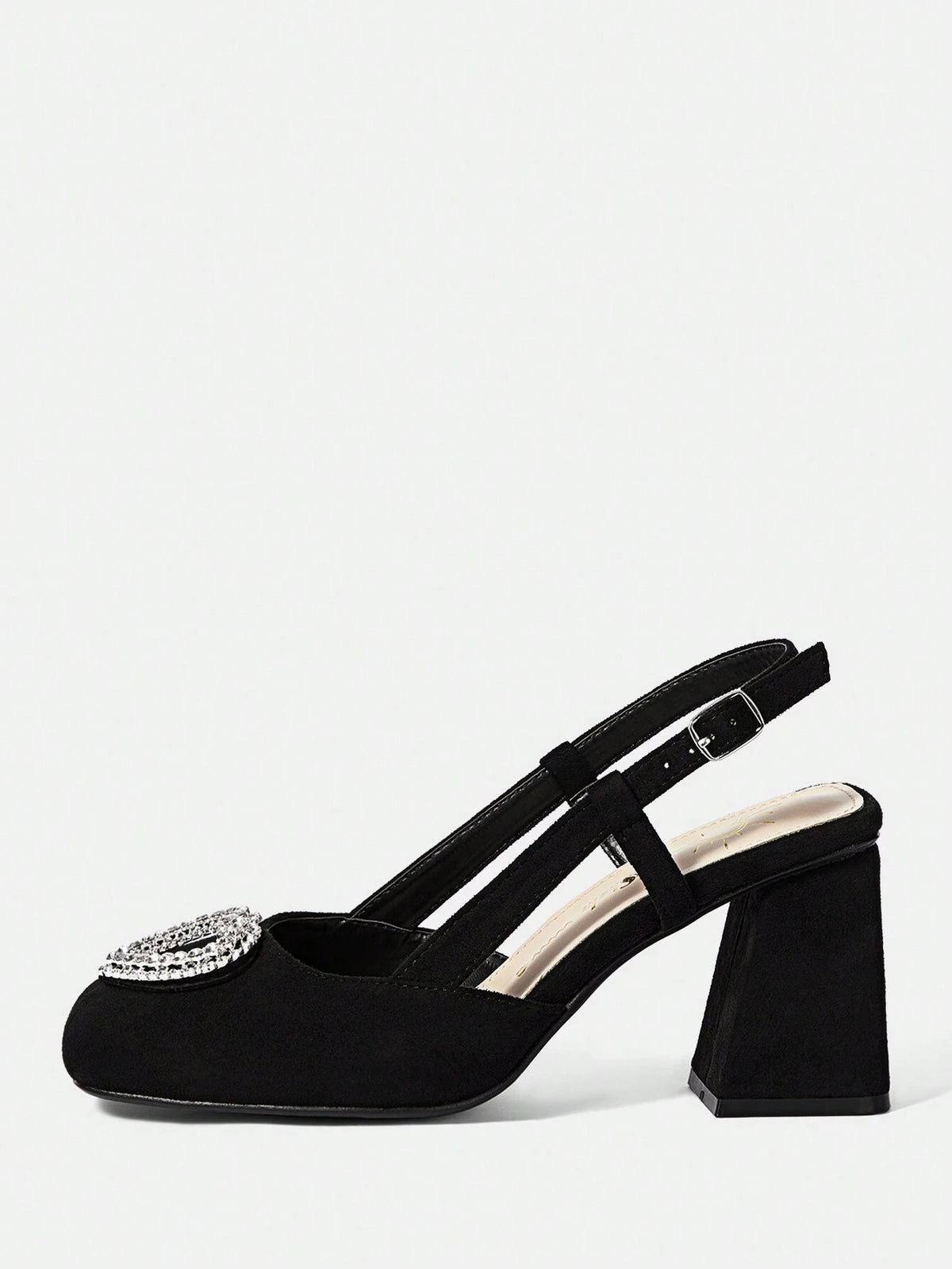 High-Heeled Solid Color Open Back Chunky Heel Shoes