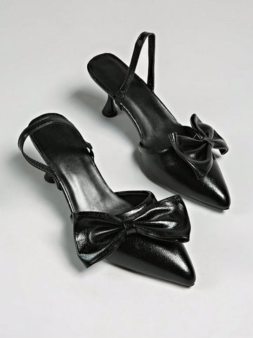 High Heels Women's Net Celebrity New Style Bestselling Fashion High Heels Pointed Toe Bow Tie Backstrap