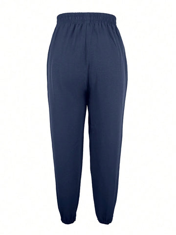 Holiday And Leisure Solid Colored Cropped Pants With Elasticized Cuffs