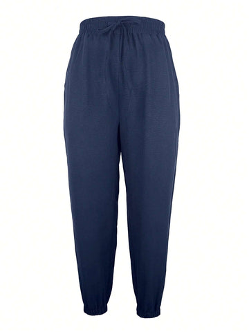 Holiday And Leisure Solid Colored Cropped Pants With Elasticized Cuffs