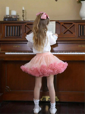 Hot Sale Wedding Girls Children's Clothing TUTU Short Skirt Full Mesh Yarn Wide Waist Ballet Cute Princess Cake Puffy Skirt Birthday Gift