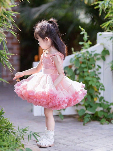 Hot Sale Wedding Girls Children's Clothing TUTU Short Skirt Full Mesh Yarn Wide Waist Ballet Cute Princess Cake Puffy Skirt Birthday Gift