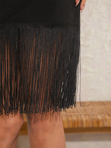 Fringe Cut Out Tie Backless Dress