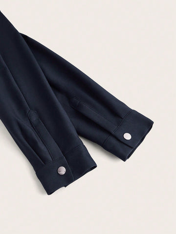 Solid Button Front Shirt & Skirt