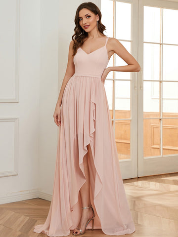 EVER-PRETTY Solid Split Thigh Cami Bridesmaid Dress