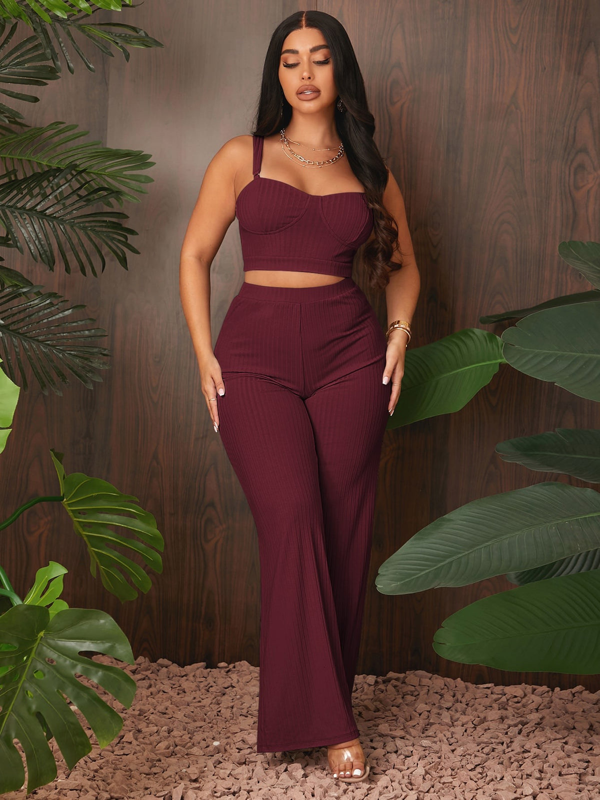 Rib Knit Cami Top & Pants Set