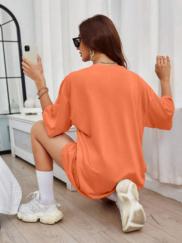 Floral Print Drop Shoulder Tee Graphic Tees Women Tops