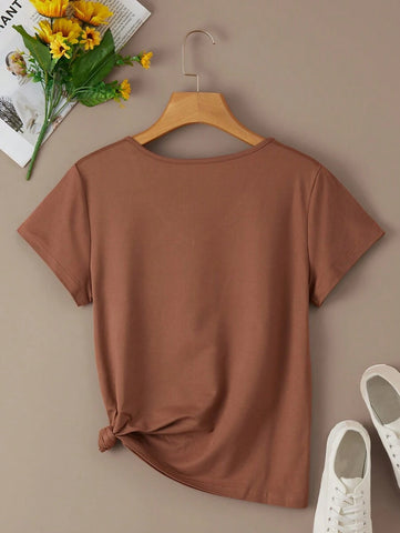 Solid V Neck Tee