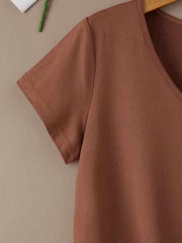 Solid V Neck Tee