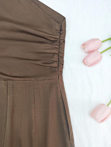 INAWLY Women's Solid Color Sleeveless Pleated Elegant Jumpsuit