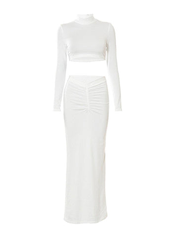 Imani Long Sleeve Ruched Skirt Set