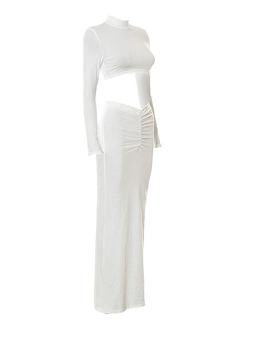 Imani Long Sleeve Ruched Skirt Set