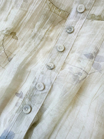 Floral Print V-Neck With Pearl Accents,