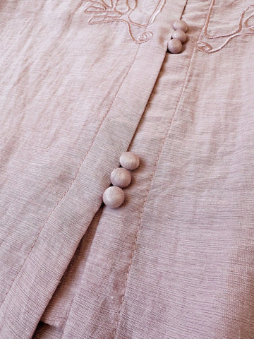 Summer Loose V-Neck Blouse With Delicate Floral Embroidery;