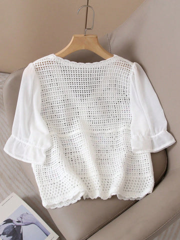 Women's Summer Fresh Embroidered Crochet Vest - Paired With Chiffon Blouse