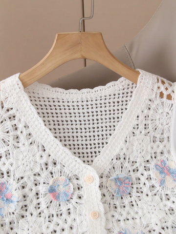 Women's Summer Fresh Embroidered Crochet Vest - Paired With Chiffon Blouse