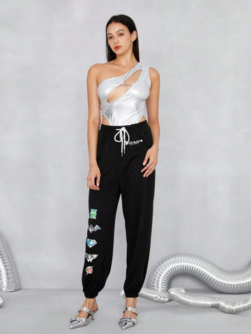 Cartoon Graphic Drawstring Waist Sweatpants