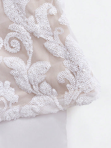 Jacquard Big Bow Back Tube Wedding Dress