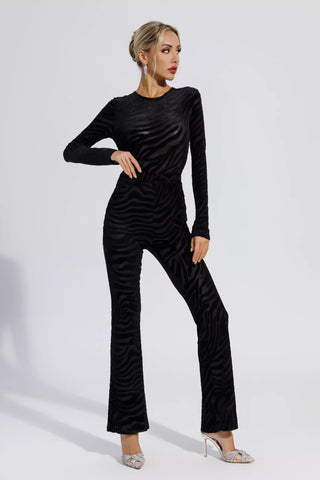 Jaliyah Black Zebra Printed One-piece Top Set