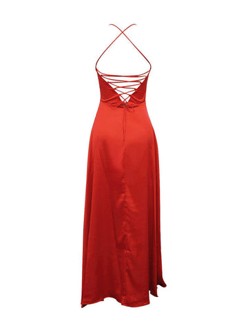 Jezebel Satin Plunge Split Maxi Dress