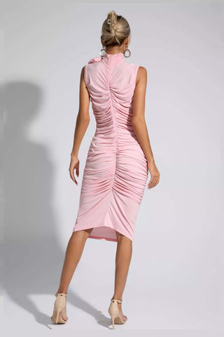 Joy Pink Floral Ruched Bodycon Dress