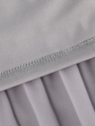 Joyfunear One Shoulder Ruffle Trim Pleated Formal Dress