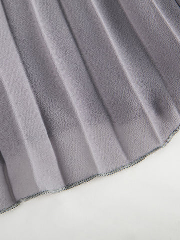 Joyfunear One Shoulder Ruffle Trim Pleated Formal Dress