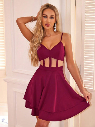Joyfunear Women Solid Color Simple Halter Neck Dress With Ruffle Details