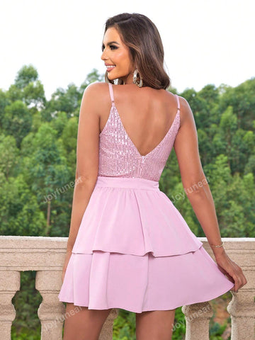 Joyfunear Women Summer Fashionable And Elegant A-Line Dress With Waistband