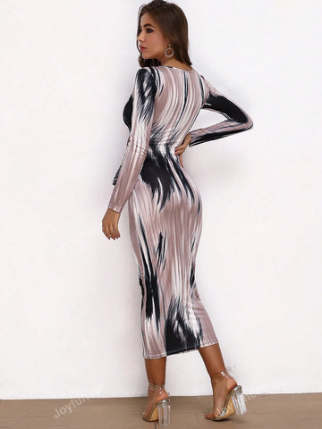 Joyfunear Women's Floral Long Sleeve Woven Dress