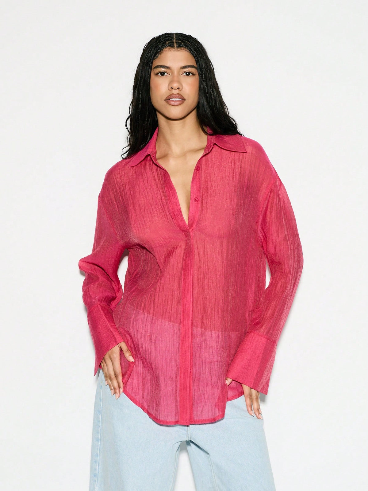 KIZN Oversized Chiffon Shirt