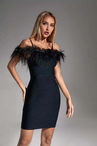 Kaia Black Feather Dress
