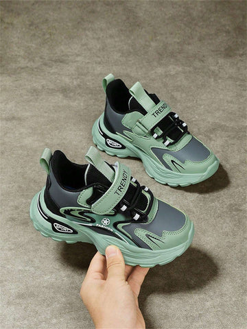 Kid's Green Breathable Soft Bottom Casual Sneakers For Boys, Campus Shoes, New Style