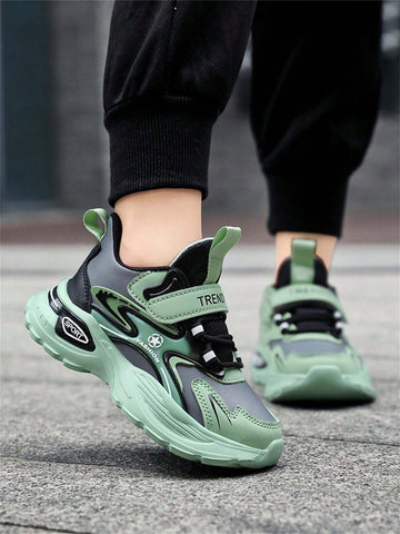 Kid's Green Breathable Soft Bottom Casual Sneakers For Boys, Campus Shoes, New Style