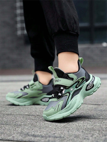 Kid's Green Breathable Soft Bottom Casual Sneakers For Boys, Campus Shoes, New Style