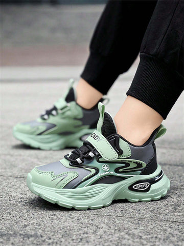 Kid's Green Breathable Soft Bottom Casual Sneakers For Boys, Campus Shoes, New Style