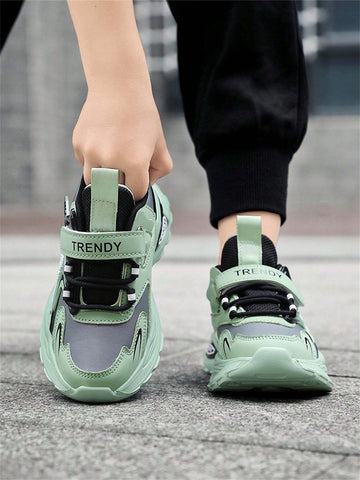 Kid's Green Breathable Soft Bottom Casual Sneakers For Boys, Campus Shoes, New Style