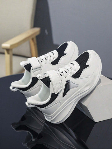 Kids Shoes Net Breathable Running Sports Shoes For Boys And Girls, Black & White Color, Autumn New Arrival