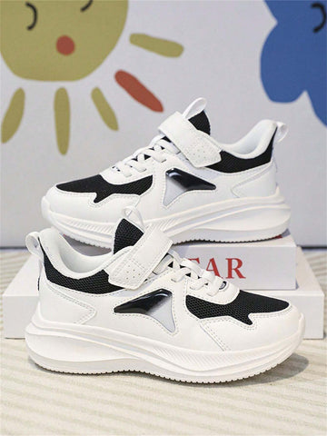 Kids Shoes Net Breathable Running Sports Shoes For Boys And Girls, Black & White Color, Autumn New Arrival