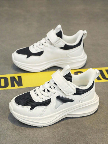Kids Shoes Net Breathable Running Sports Shoes For Boys And Girls, Black & White Color, Autumn New Arrival