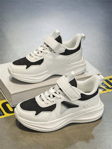 Kids Shoes Net Breathable Running Sports Shoes For Boys And Girls, Black & White Color, Autumn New Arrival