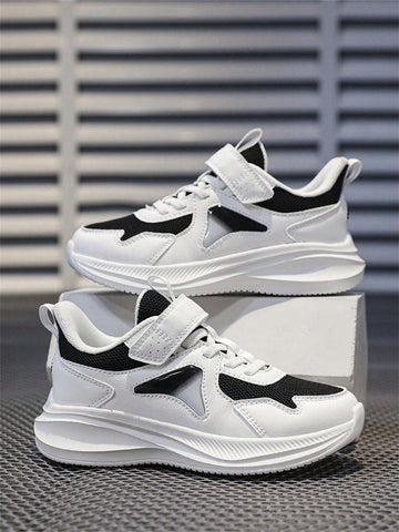 Kids Shoes Net Breathable Running Sports Shoes For Boys And Girls, Black & White Color, Autumn New Arrival