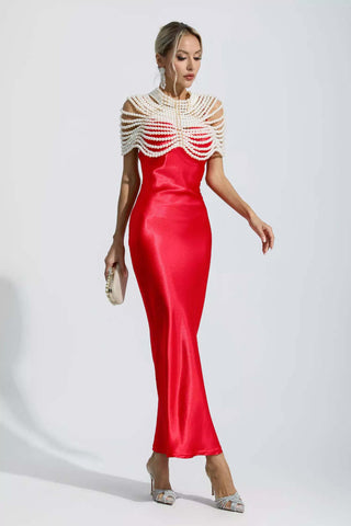 Kinsley Red Mermaid Satin Maxi Dress