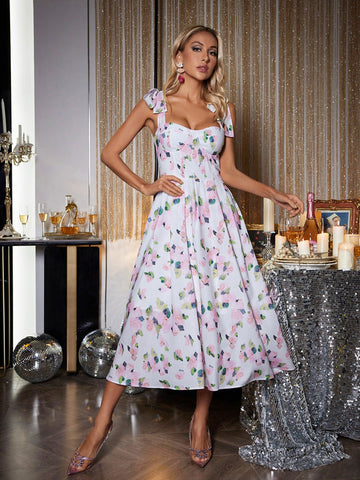 Kizzy Floral Spaghetti Midi Dress